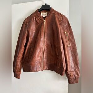 Michael Kors Genuine Lamb Leather Jacket. NWT XL Cognac washed lambskin